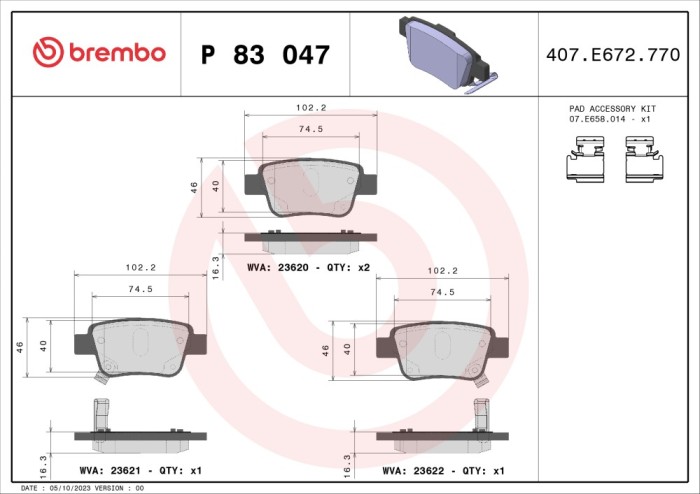 BREMBO P 83 047 PRIME LINE set placute frana disc