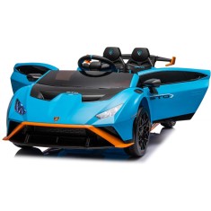Masinuta electrica cu functie drift Lamborghini Huracan STO, putere 500W, 24V, echipare Premium, albastra