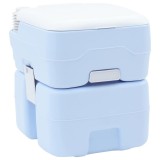 Toaleta Portabila Camping vidaXL 20L, Plastic, Albastru/Alb 41.5x36.5x42cm