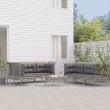 vidaXL Set mobilier de grădină cu perne, 10 piese, gri, poliratan