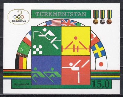 Turkmenistan 1992 - Jocurile Olimpice - Barcelona, Colita NDT, MNH foto
