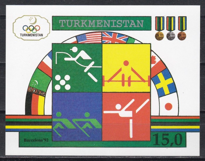 Turkmenistan 1992 - Jocurile Olimpice - Barcelona, Colita NDT, MNH