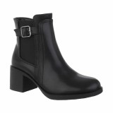 Botine Dama Negre Toc Gros 5cm, Platforma 1.5cm, Marimea 38, Casual, Fermoar, Material Sintetic