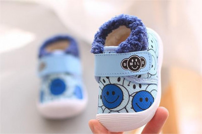 Pantofi imblaniti bleu - Smiley (Marime Disponibila: 9-12 luni (Marimea 20 foto