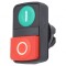 Comutator dublu 22mm roșu/verde fără IP66 plat