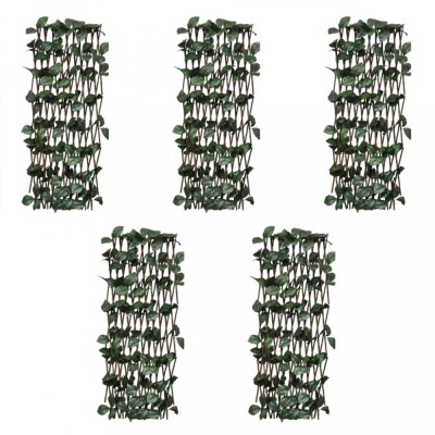 vidaXL Garduri cu zăbrele, frunze artificiale, 5 buc.,180x30cm, salcie foto