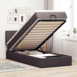 vidaXL Cadru de pat otoman cu saltele țesătură maro &icirc;nchis 80x200cm 3312266