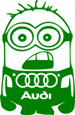 Sticker auto &amp;quot;Audi minion&amp;#039;&amp;#039;, 20x14cm, verde foto