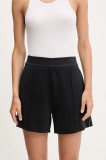 EA7 Emporio Armani pantaloni scurți culoarea bleumarin, cu imprimeu, high waist, AF12643.7W000176