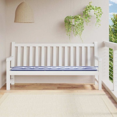 vidaXL Pernă bancă de grădină, dungi albastru/alb, 200x50x4 cm, textil foto