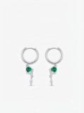 Cercei Argint 925 Huggie Hoop Emerald Marquise Drop , Eleganta E i Rafinament Regal
