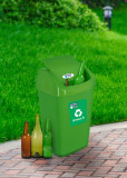 Cos de gunoi cu capac batant pentru reciclare Eco, 35L, 35x29x57 cm, plastic, verde, Heinner