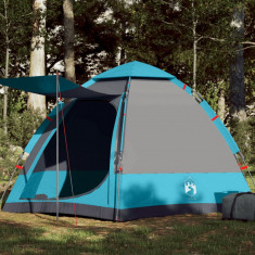 vidaXL Cort de camping cabană 4 persoane albastru cu eliberare rapidă