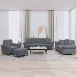 vidaXL Set canapea cu perne, 4 piese, gri &icirc;nchis, catifea