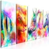 Cumpara ieftin Tablou - Rainbow Watercolours (5 Parts) Narrow 200x80 cm