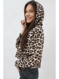 BLUZA SPORT CROP CU GLUGA DAHNA ANIMAL PRINT BUMBAC TALIE UNICA Animal Print
