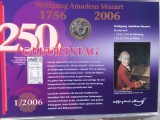 GERMANIA - FDC + MONEDA PROOF - 10 EURO 2006 D, 250 ANI NASTERE AMADEUS MOZART, Europa, Argint