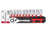 Cumpara ieftin Set 11 chei tubulare 10-24 cu clichet 12,5mm 1 2 , cu antrenor si husa