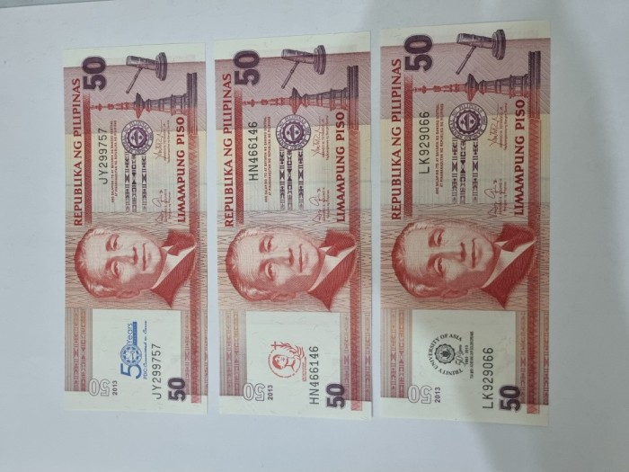 bancnote filipine set 3 buc 50 p 2013