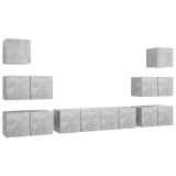 Cumpara ieftin Set de dulapuri TV, 8 piese, gri beton, lemn prelucrat