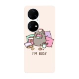 Husa compatibila cu Huawei Nova 8i model I&amp;#039;m busy, Silicon, TPU, Viceversa, Transparent, Carcasa