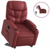 Cumpara ieftin Fotoliu rabatabil electric cu ridicare, rosu vin