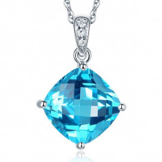 Pandantiv Borealy Aur Alb 14 K 5.8 Ct Swiss Blue Topaz foto