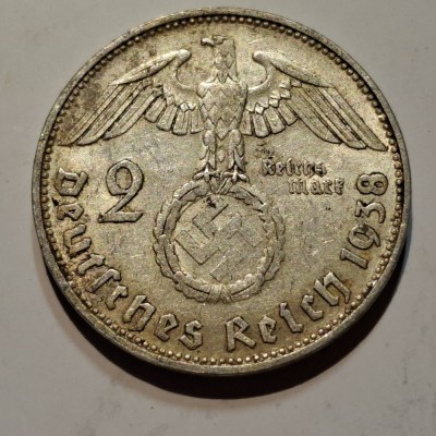 Germania Nazista 2 reichsmark 1938 E argint foto