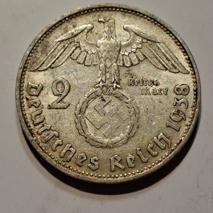 Germania Nazista 2 reichsmark 1938 E argint