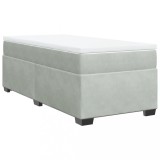 Cumpara ieftin Pat continental cu saltea, gri deschis, 80x200 cm, catifea