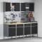 Set dulap lucru &amp; panou c&acirc;rlige, 10 piese, negru, MDF &amp; metal