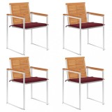 vidaXL Scaune de grădină cu perne, 4 buc., lemn masiv de acacia 3078479