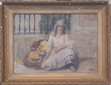 Ştefan PANCIU (1896-?)-&bdquo;Florăreasă din Bucureşti&rdquo;, pictură veche &icirc;n ulei