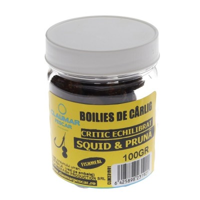 Boilies Claumar Fishmeal De Carlig Critic Echilibrat Squid&amp;amp;Pruna 100gr foto