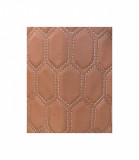 Material imitatie piele tapiterie hexagon maro /cusatura gri Cod:Y06MG