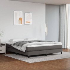 vidaXL Cadru de pat, gri, 160x200 cm, piele ecologică