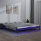 vidaXL Cadru de pat cu LED, gri, 140x190 cm, lemn masiv 820653