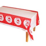 Fata de masa dreptunghiulara flippy, pvc, 2.5 mm grosime, imprimeu mos craciun model 2, potrivit pentru craciun, utilizare multipla, 180 x 108 cm, alb