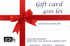 Gift Card, valoare 400 lei, cadou personalizat, culoare alb cu rosu - ILIF1956- 23h Events foto