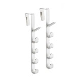 Cuier pentru usa cu 5 carlige, pentru haine si accesorii, plastic, 26.7 x 1.7 x 4.7 cm, alb, Set 2 Buc.