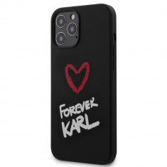 Husa Karl Lagerfeld pentru iPhone 12 Pro Max 6.7&amp;quot;, Silicone Forever Karl Collection, Negru foto