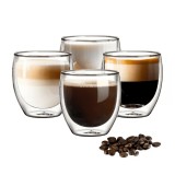 Cumpara ieftin Set cesti cafea termice cu pereti dubli Koken strat protector, din sticla borosilicata, 100 ml, Transparent - 4 x Cani