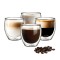 Set cesti cafea termice cu pereti dubli Koken strat protector, din sticla borosilicata, 100 ml, Transparent - 4 x Cani