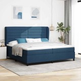 Cumpara ieftin Pat cu arcuri cu saltea albastru 200 x 200 cm țesătură
