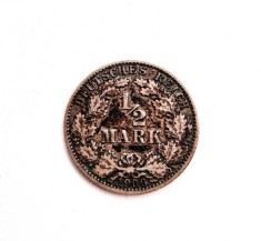 moneda argint GERMANIA 1/2 Mark 1906 ( G ) _ km # 17 _ tiraj mic AG .900