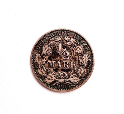 moneda argint GERMANIA 1/2 Mark 1906 ( G ) _ km # 17 _ tiraj mic AG .900 foto