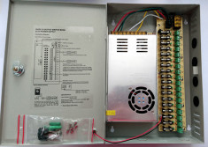 Sursa alimentare in cutie metalica 30A 12V cu 18 iesiri partajate SafetyGuard Surveillance foto