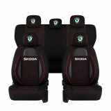 Set Huse Scaune Universale Racing Negru Personalizate cu Skoda