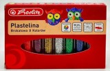 Plastilina, set 8 culori cu sclipici, in cutie de carton, Herlitz