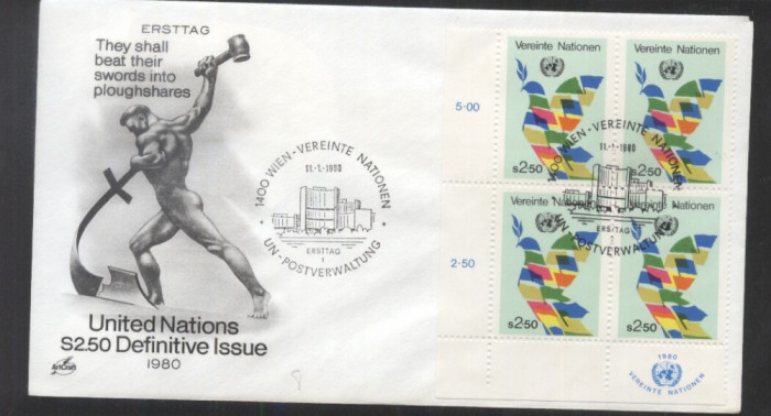 UN Vienna 1980 Definitive Mi.8 x 4 FDC UN.226